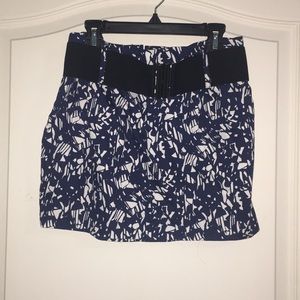 Navy Blue & White, abstract printed mini skirt